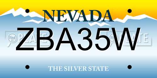 ZBA35W Nevada License Plate