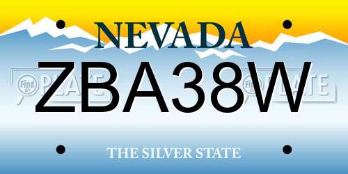 ZBA38W Nevada License Plate