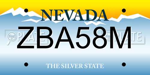 ZBA58M Nevada License Plate