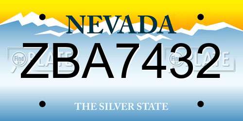 ZBA7432 Nevada License Plate