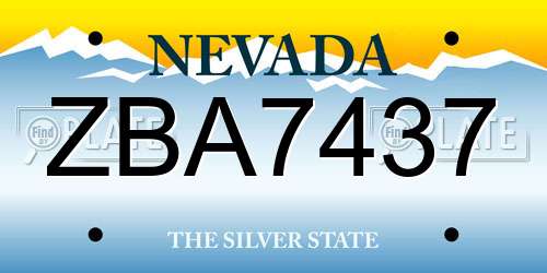 ZBA7437 Nevada License Plate
