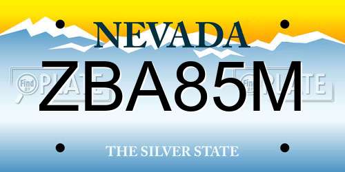 ZBA85M Nevada License Plate
