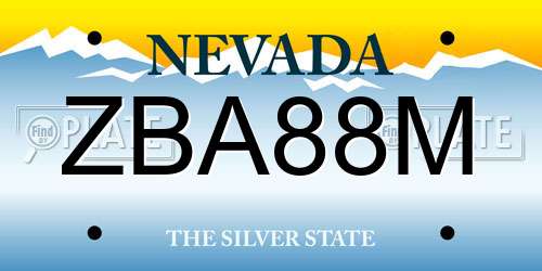 ZBA88M Nevada License Plate