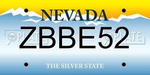 ZBBE52 Nevada License Plate