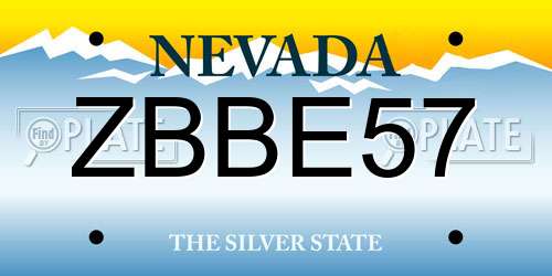 ZBBE57 Nevada License Plate