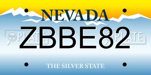 ZBBE82 Nevada License Plate