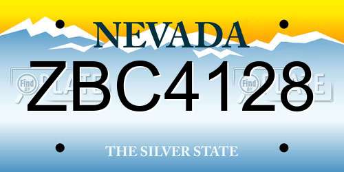 ZBC4128 Nevada License Plate