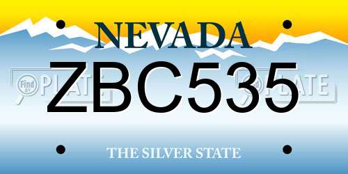 ZBC535 Nevada License Plate