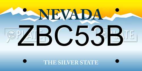 ZBC53B Nevada License Plate