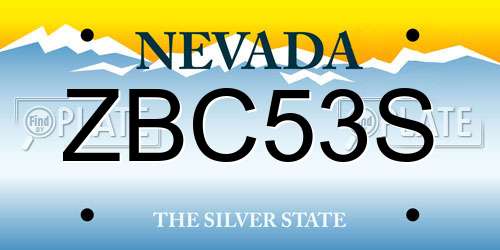 ZBC53S Nevada License Plate