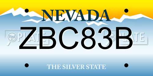 ZBC83B Nevada License Plate