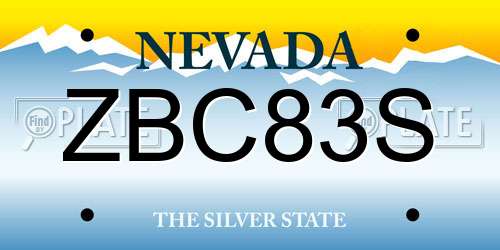 ZBC83S Nevada License Plate