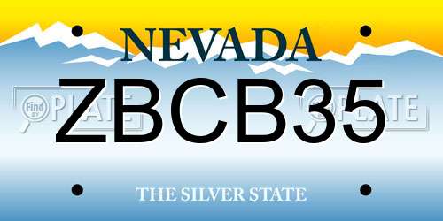 ZBCB35 Nevada License Plate