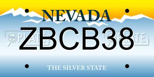 ZBCB38 Nevada License Plate