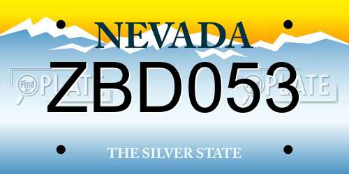 ZBD053 Nevada License Plate