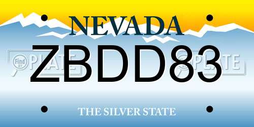 ZBDD83 Nevada License Plate
