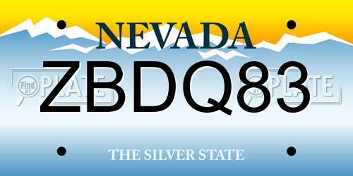 ZBDQ83 Nevada License Plate