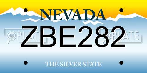 ZBE282 Nevada License Plate