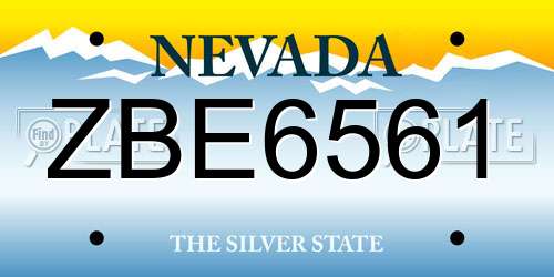 ZBE6561 Nevada License Plate