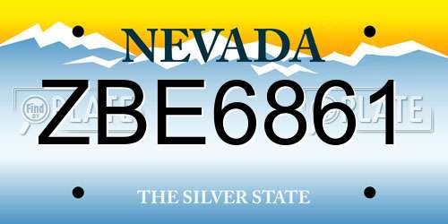 ZBE6861 Nevada License Plate