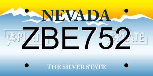 ZBE752 Nevada License Plate
