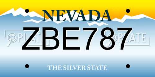 ZBE787 Nevada License Plate
