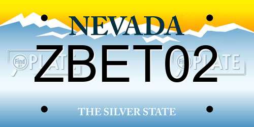 ZBET02 Nevada License Plate