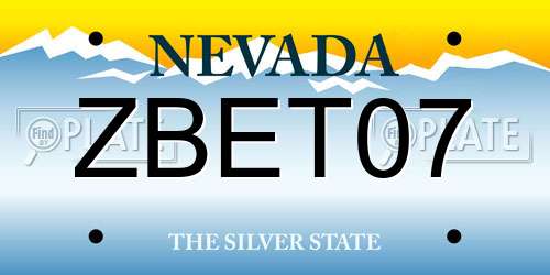 ZBET07 Nevada License Plate