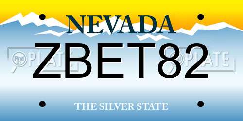 ZBET82 Nevada License Plate