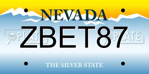 ZBET87 Nevada License Plate