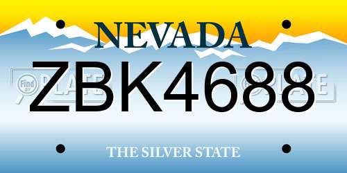 ZBK4688 Nevada License Plate