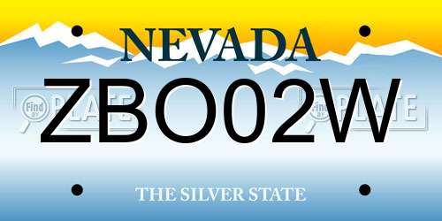 ZBO02W Nevada License Plate