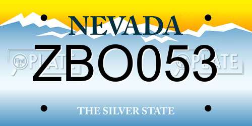 ZBO053 Nevada License Plate
