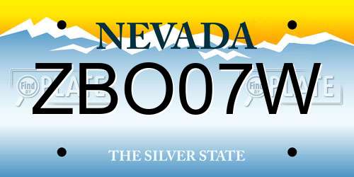 ZBO07W Nevada License Plate
