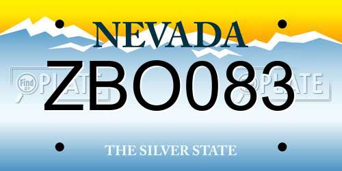 ZBO083 Nevada License Plate