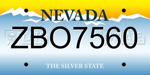 ZBO7560 Nevada License Plate