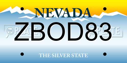 ZBOD83 Nevada License Plate