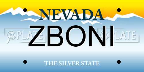 ZBONI Nevada License Plate