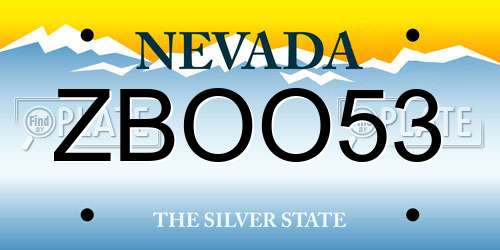 ZBOO53 Nevada License Plate