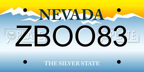 ZBOO83 Nevada License Plate