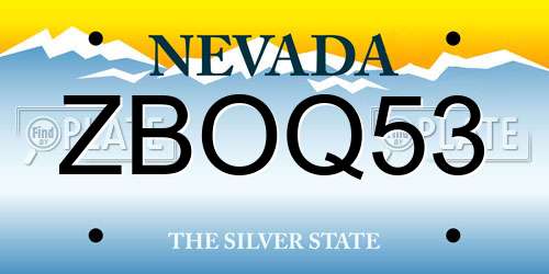 ZBOQ53 Nevada License Plate