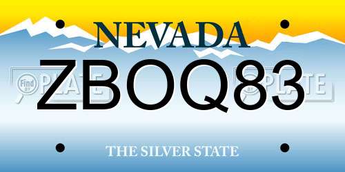 ZBOQ83 Nevada License Plate