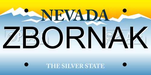 ZBORNAK Nevada License Plate
