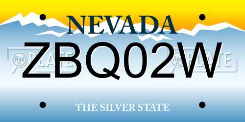 ZBQ02W Nevada License Plate