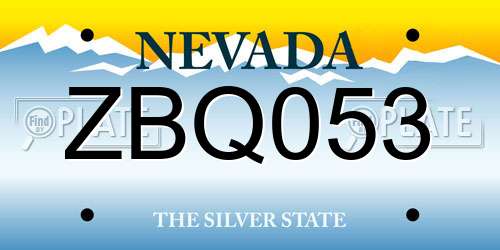ZBQ053 Nevada License Plate