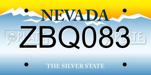 ZBQ083 Nevada License Plate