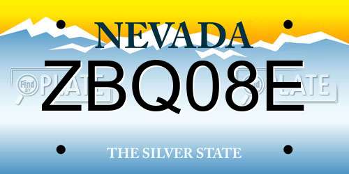 ZBQ08E Nevada License Plate