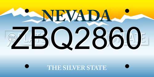 ZBQ2860 Nevada License Plate