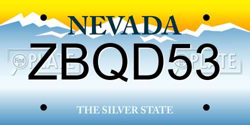 ZBQD53 Nevada License Plate