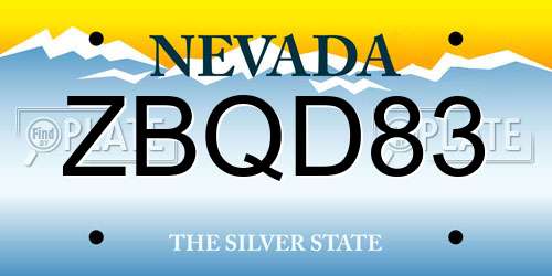 ZBQD83 Nevada License Plate
